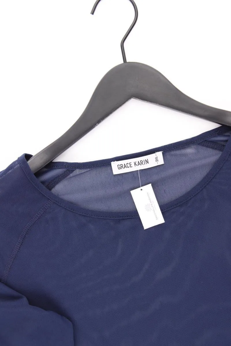 Grace Karin Mesh Shirt Gr. XXL Langarm blau aus Polyester