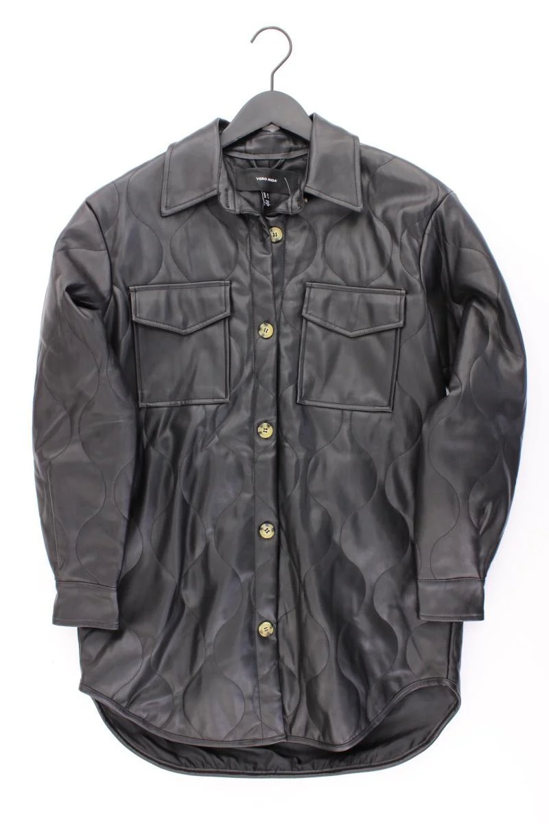 Vero Moda Steppjacke Lederoptik Gr. XS neuwertig schwarz aus Polyester