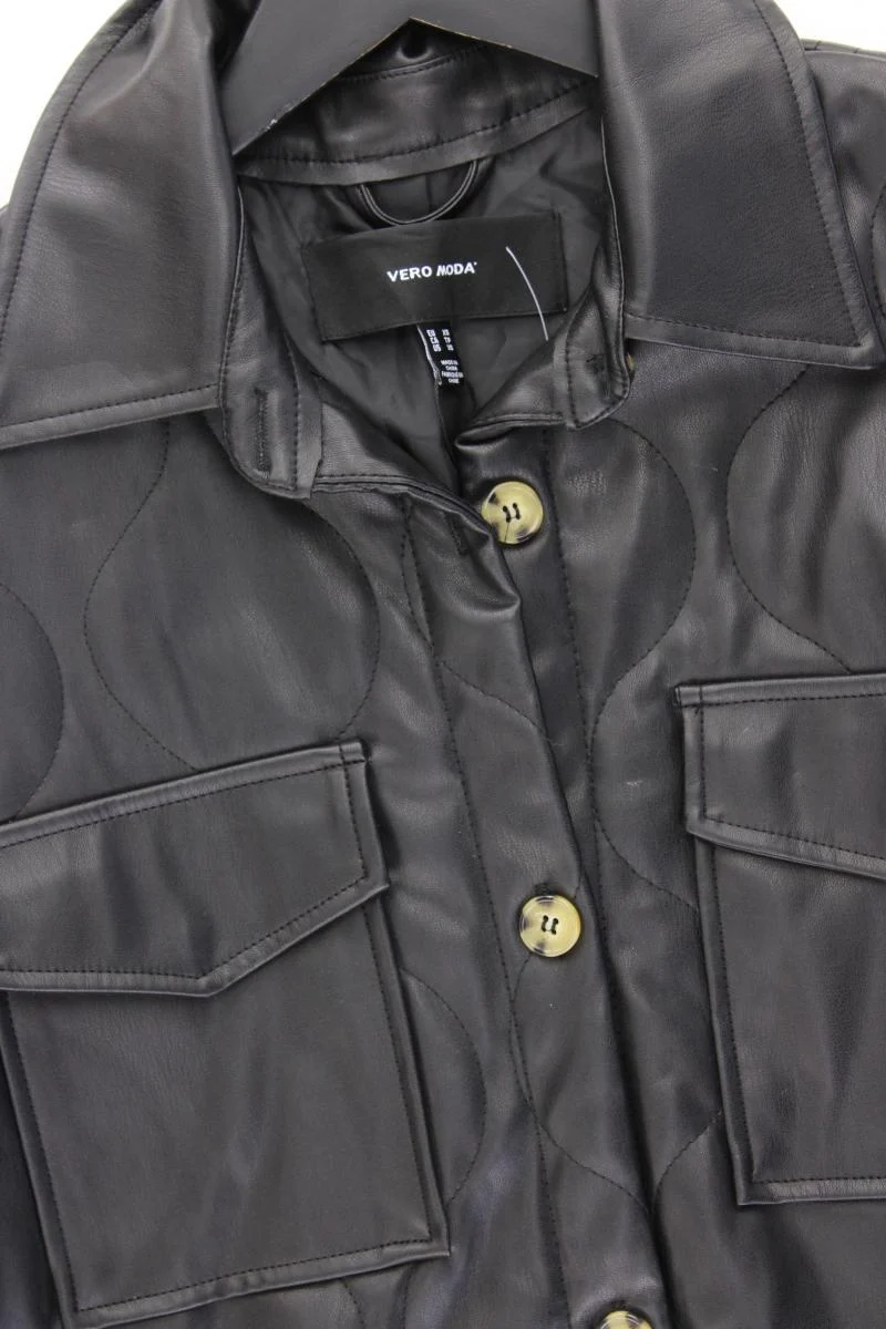 Vero Moda Steppjacke Lederoptik Gr. XS neuwertig schwarz aus Polyester