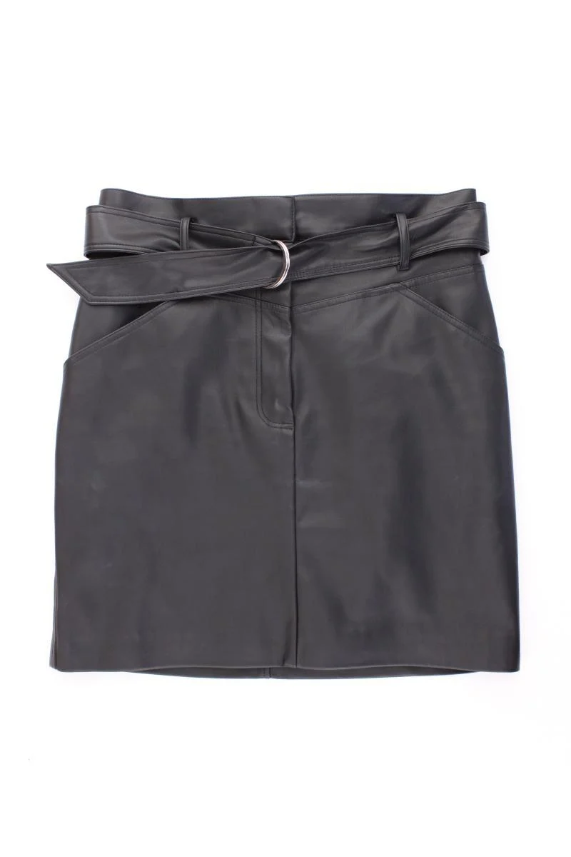 H&M Kunstlederrock Gr. 42 schwarz aus Polyester