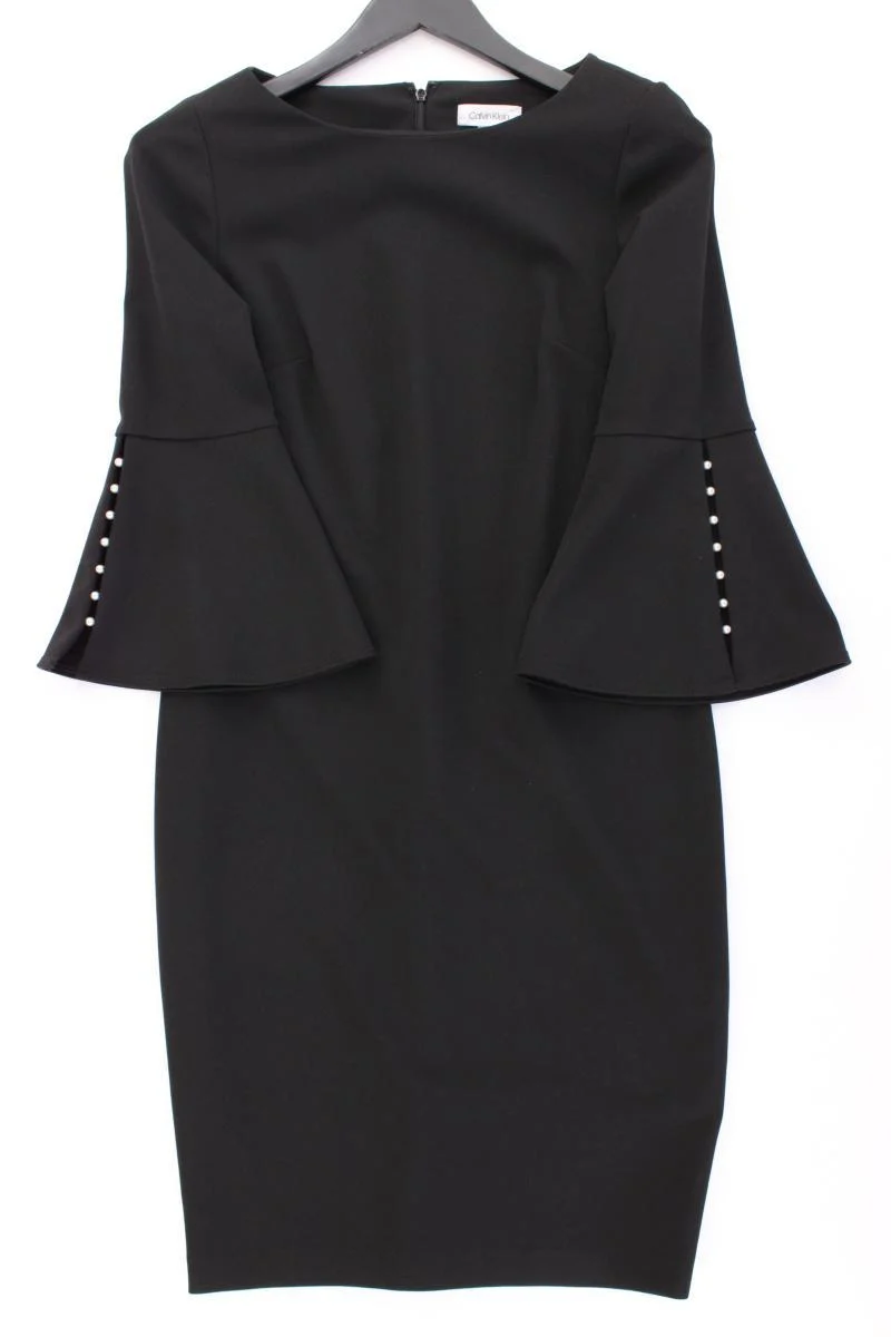 Calvin Klein Abendkleid Gr. UK 8 (S) neuwertig 3/4 Ärmel schwarz aus Polyester