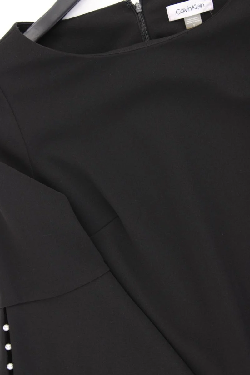 Calvin Klein Abendkleid Gr. UK 8 (S) neuwertig 3/4 Ärmel schwarz aus Polyester