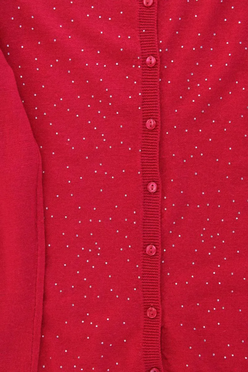 FABIANI Cardigan aus Wolle mit Strasssteinen Gr. 38 neuwertig Langarm rot