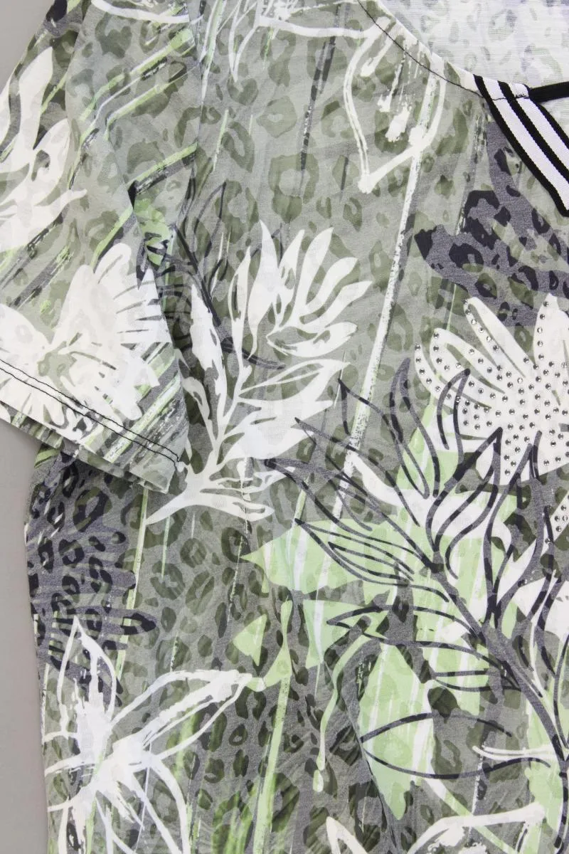 Liberty Printshirt Gr. XL Kurzarm grün aus Polyester