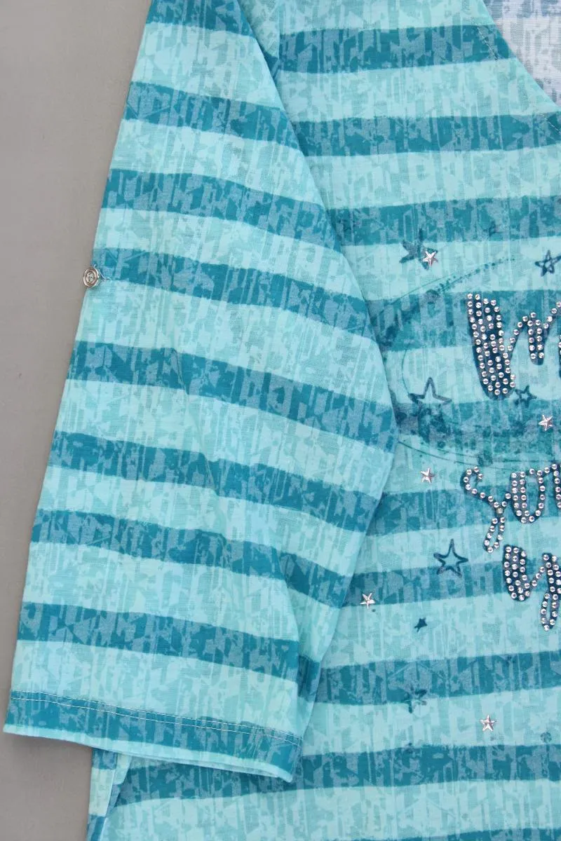 Liberty Ringelshirt Gr. XL gestreift 3/4 Ärmel türkis aus Polyester