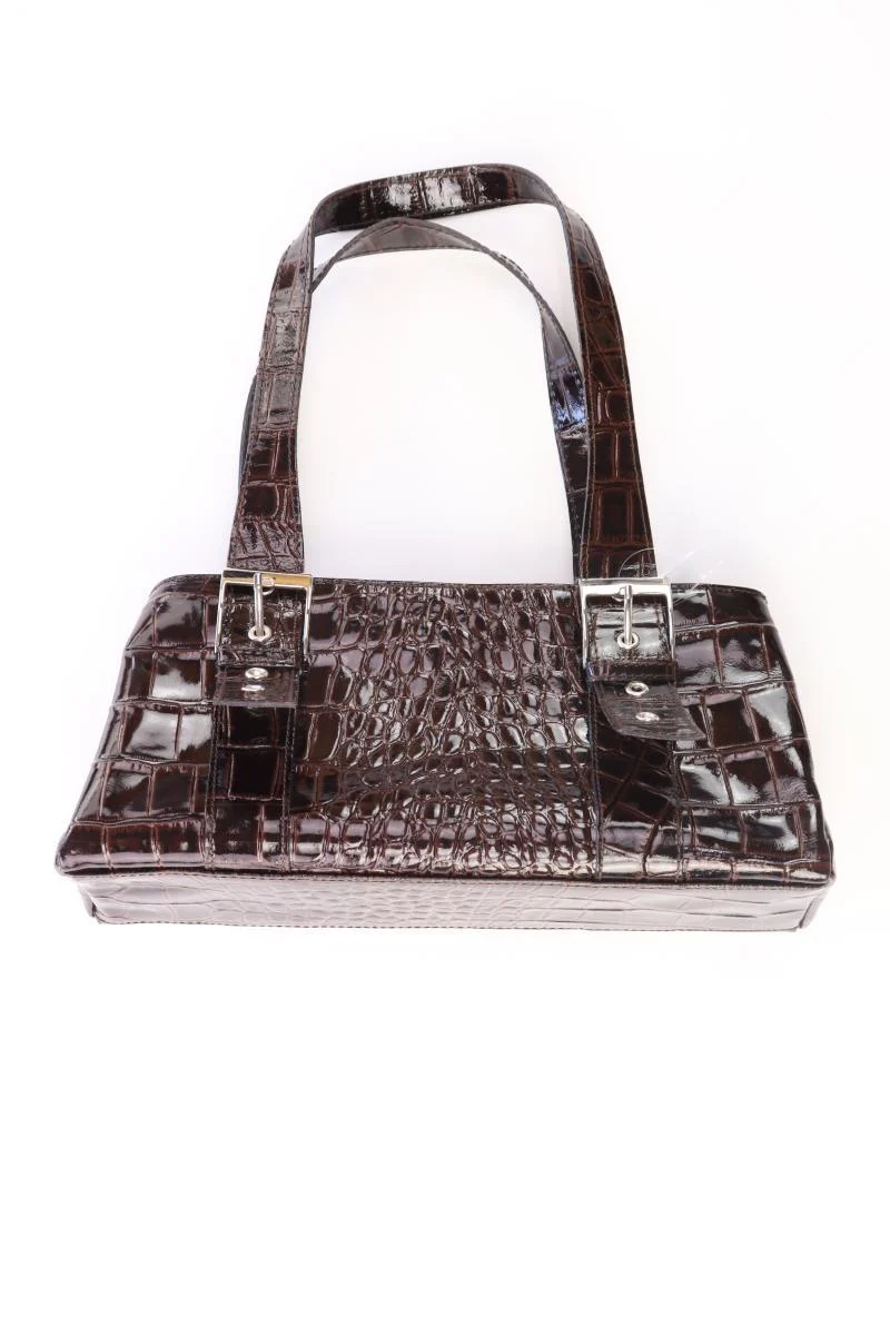 Henkeltasche mit Tierdruck braun aus Leder