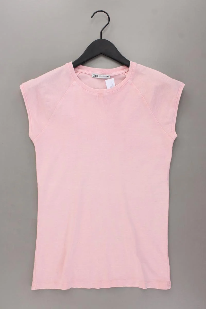 Zara T-Shirt Gr. L Kurzarm rosa aus Baumwolle