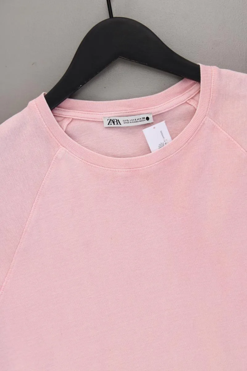 Zara T-Shirt Gr. L Kurzarm rosa aus Baumwolle