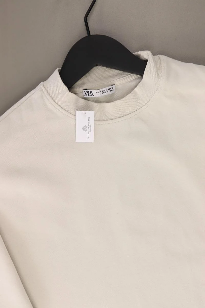Zara T-Shirt für Herren Gr. S Kurzarm creme aus Baumwolle
