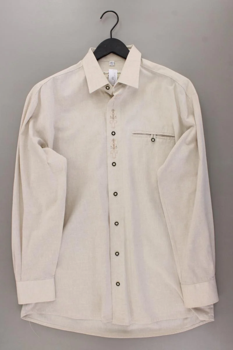 Jupiter Vintage Trachtenhemd für Herren Gr. Hemdgröße 41 Langarm creme