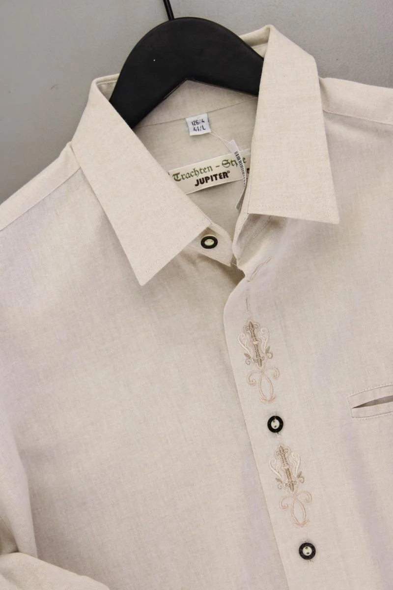 Jupiter Vintage Trachtenhemd für Herren Gr. Hemdgröße 41 Langarm creme