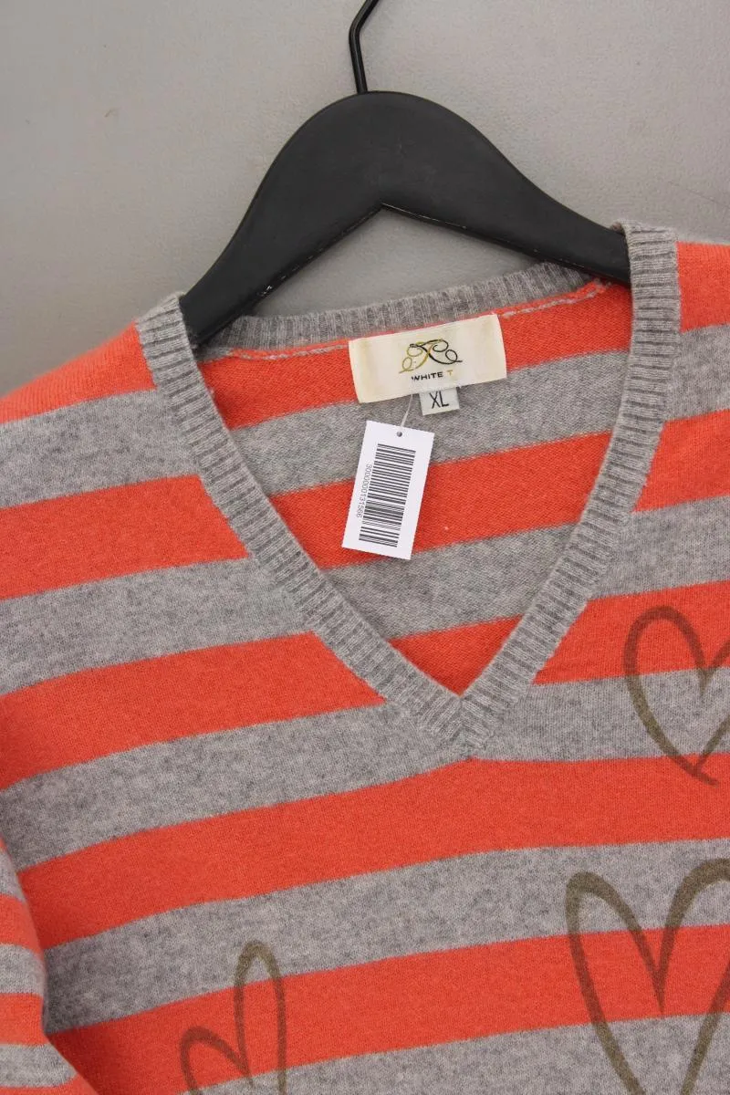 White T Cashmerepullover Gr. XL gestreift grau aus Kaschmir
