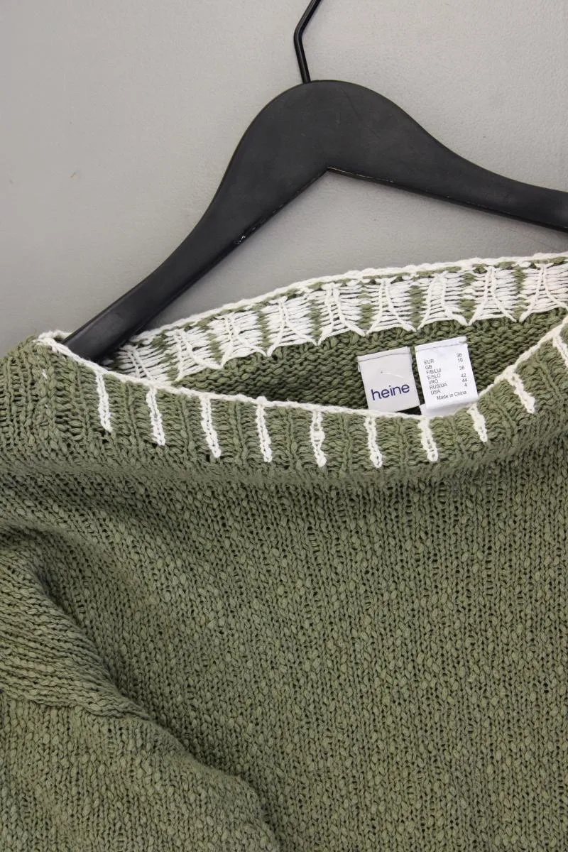 Heine Grobstrickpullover Gr. 36 olivgrün aus Baumwolle