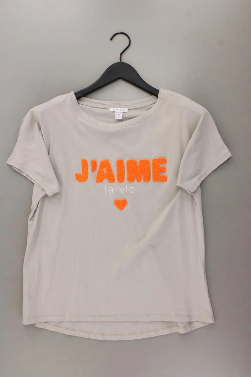 Amisu Shirt Gr. XS neuwertig Kurzarm grau aus Baumwolle