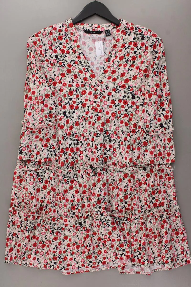 Vero Moda Sommerkleid Gr. M mit Blumenmuster 3/4 Ärmel rot aus Viskose