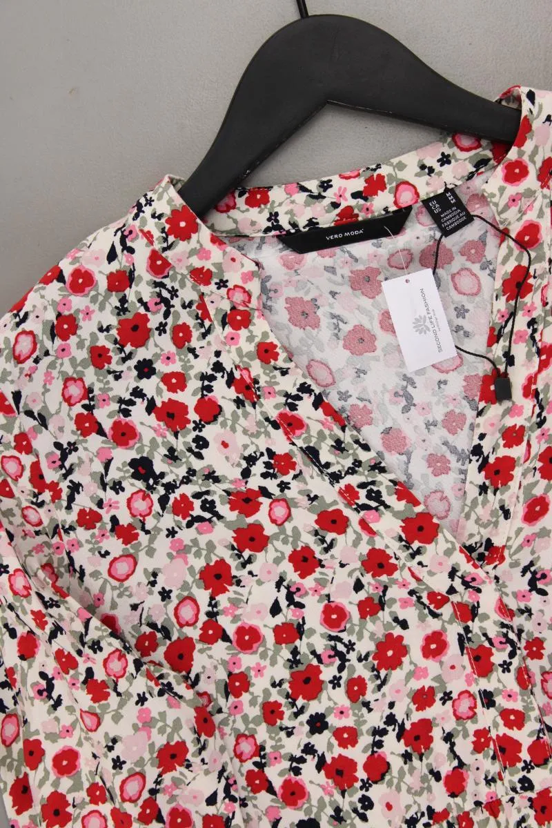 Vero Moda Sommerkleid Gr. M mit Blumenmuster 3/4 Ärmel rot aus Viskose