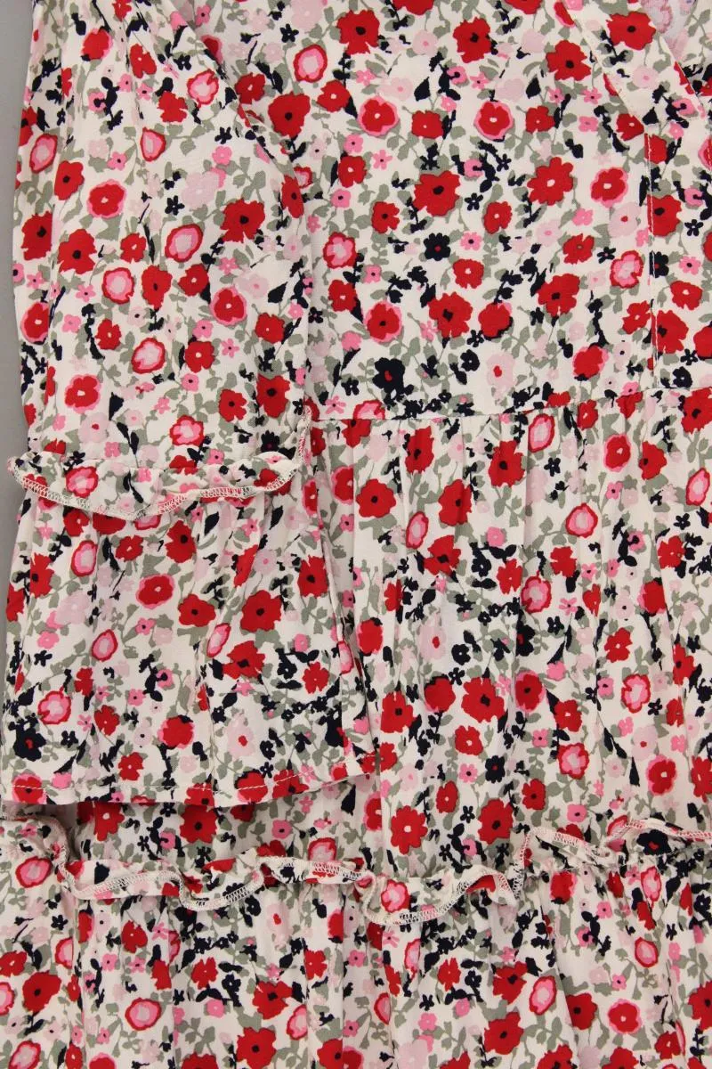Vero Moda Sommerkleid Gr. M mit Blumenmuster 3/4 Ärmel rot aus Viskose