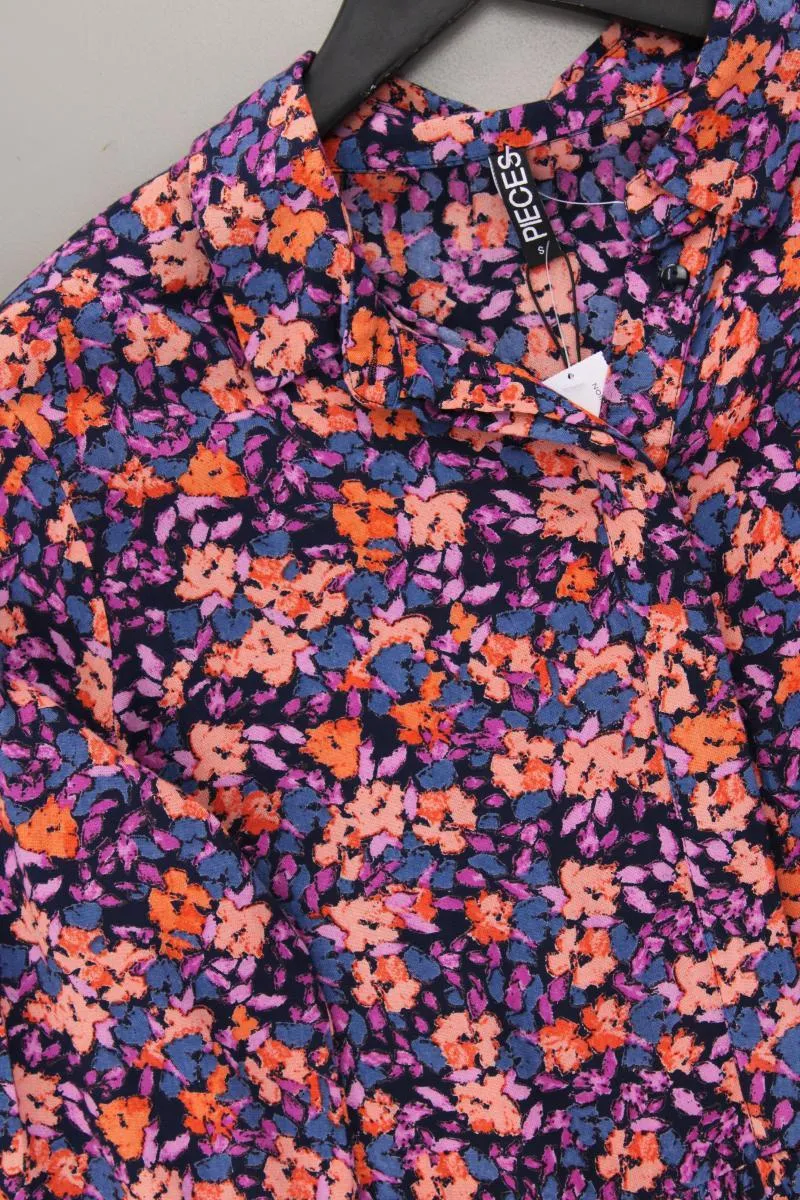 Pieces Langarmkleid Gr. S mit Blumenmuster mehrfarbig aus Viskose