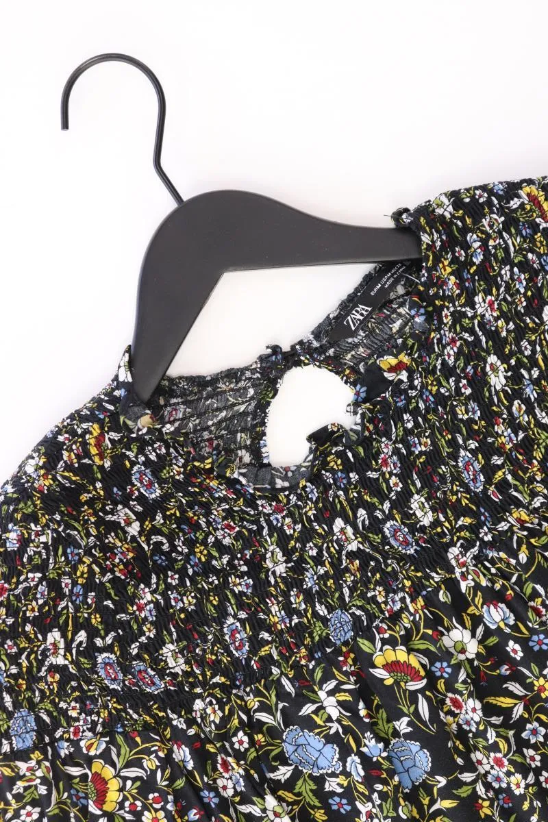 Zara Langarmkleid Gr. M mit Blumenmuster mehrfarbig aus Viskose