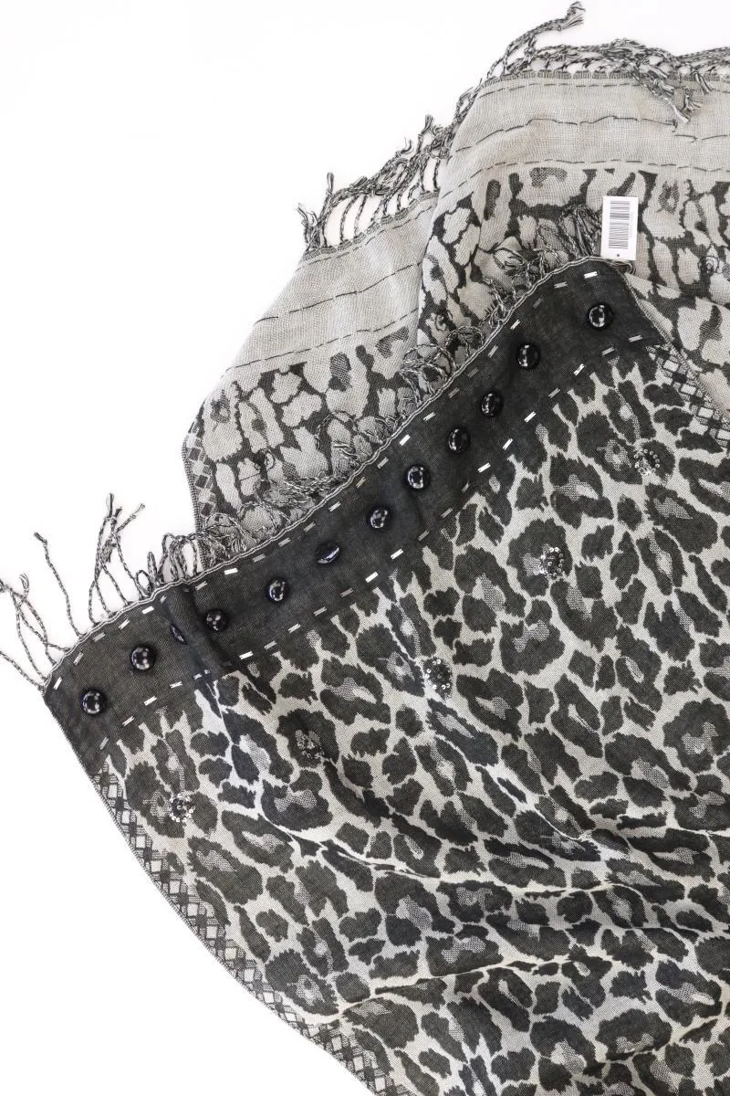 Schal mit Tierdruck grau