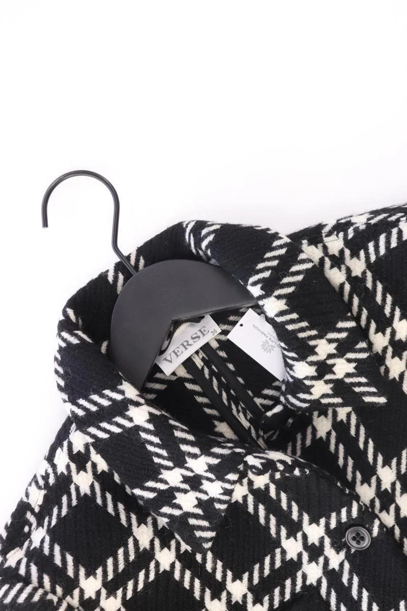 Verse Wolljacke Gr. 36 geometrisches Muster schwarz aus Schurwolle