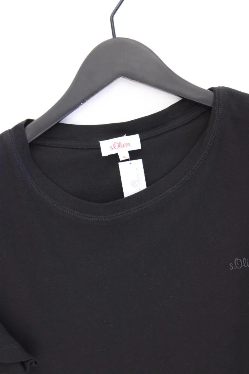 s.Oliver T-Shirt Gr. 46 Kurzarm schwarz aus Baumwolle