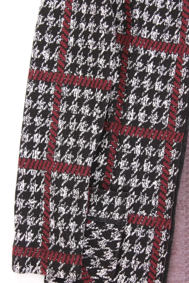 dreamstar Strickjacke Gr. S hahnentritt Langarm grau aus Polyester