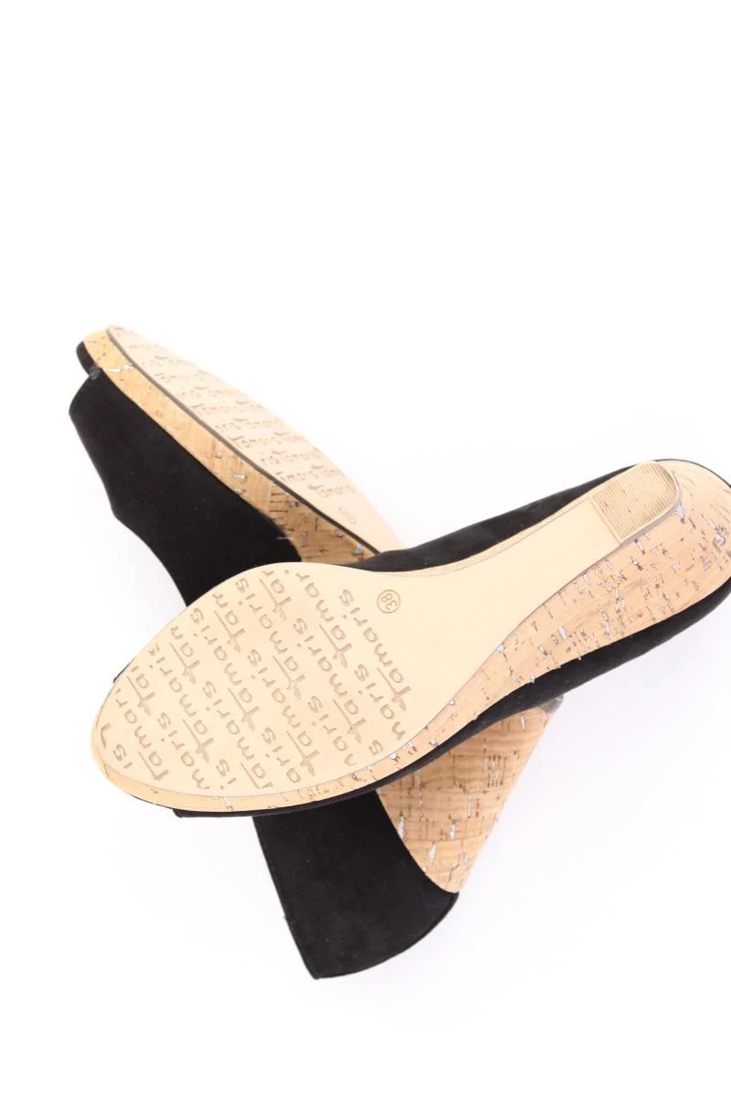 Tamaris Peep Toes mit Keilabsatz Gr. 38 neuwertig schwarz