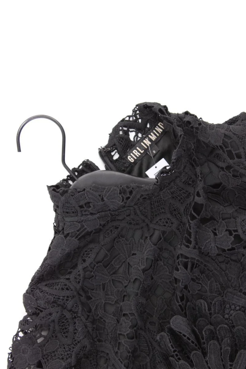 Girl In Mind Spitzenkleid Gr. UK 8 (XS) Kurzarm schwarz aus Polyester