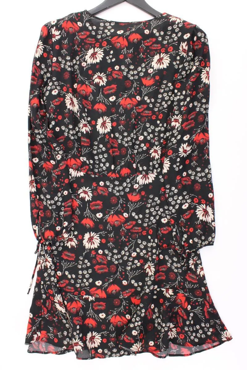 Langarmkleid Gr. 36 mit Blumenmuster mehrfarbig