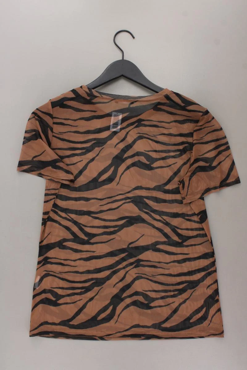Orsay Mesh Shirt Gr. M mit Tierdruck Kurzarm braun