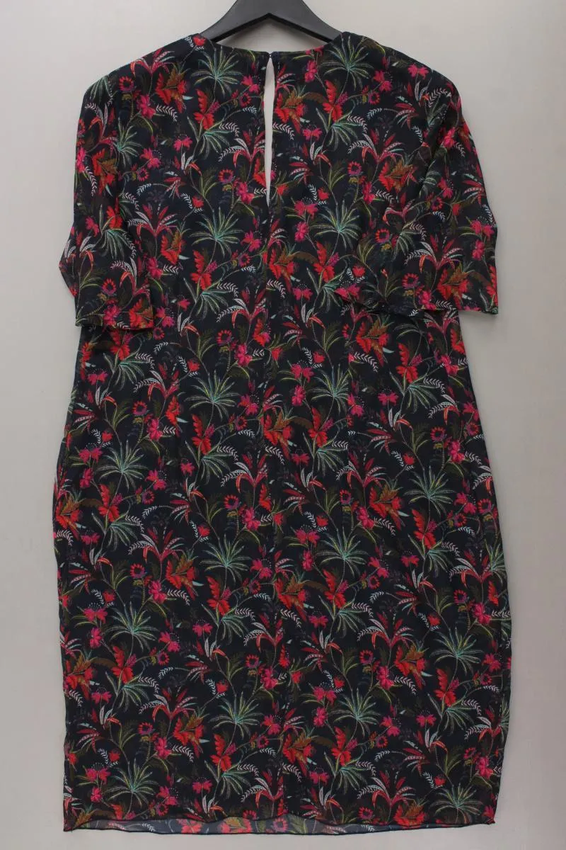 Dame Blanche Chiffonkleid Gr. XL mit Blumenmuster Kurzarm schwarz aus Polyester