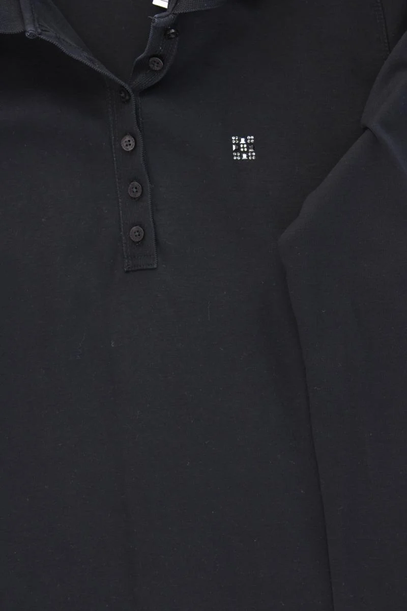CLARINA Poloshirt Gr. 40 Langarm schwarz aus Baumwolle