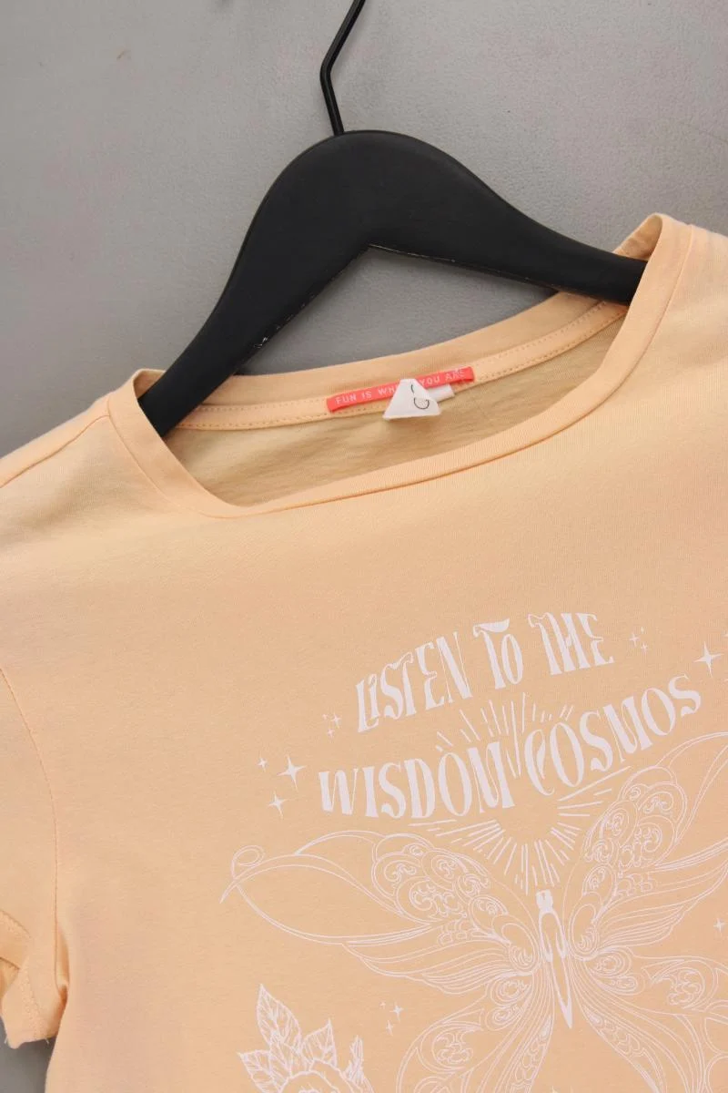 QS by s.Oliver Printshirt Gr. S Kurzarm orange aus Baumwolle
