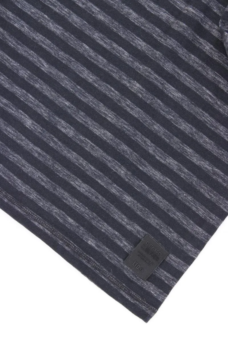 s.Oliver Ringelshirt für Herren Gr. L gestreift Langarm grau aus Baumwolle