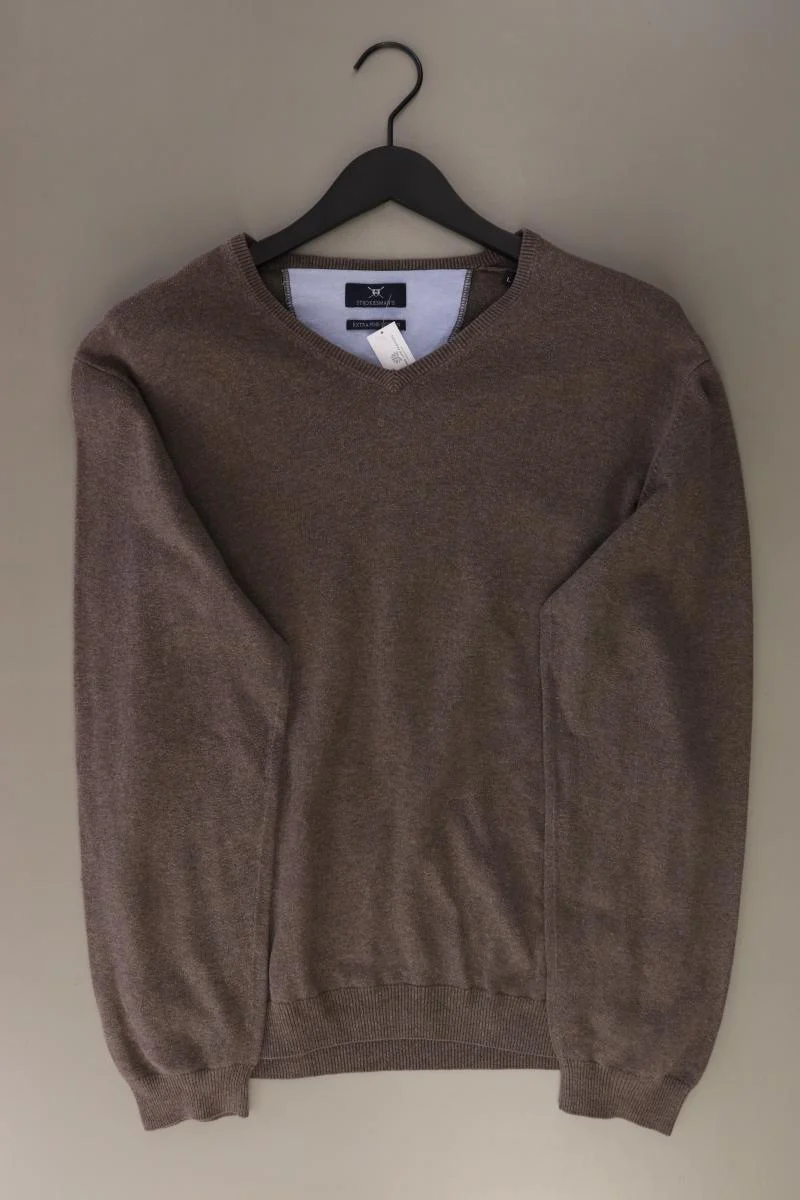 STROKESMAN'S Feinstrickpullover für Herren Gr. L braun aus Baumwolle