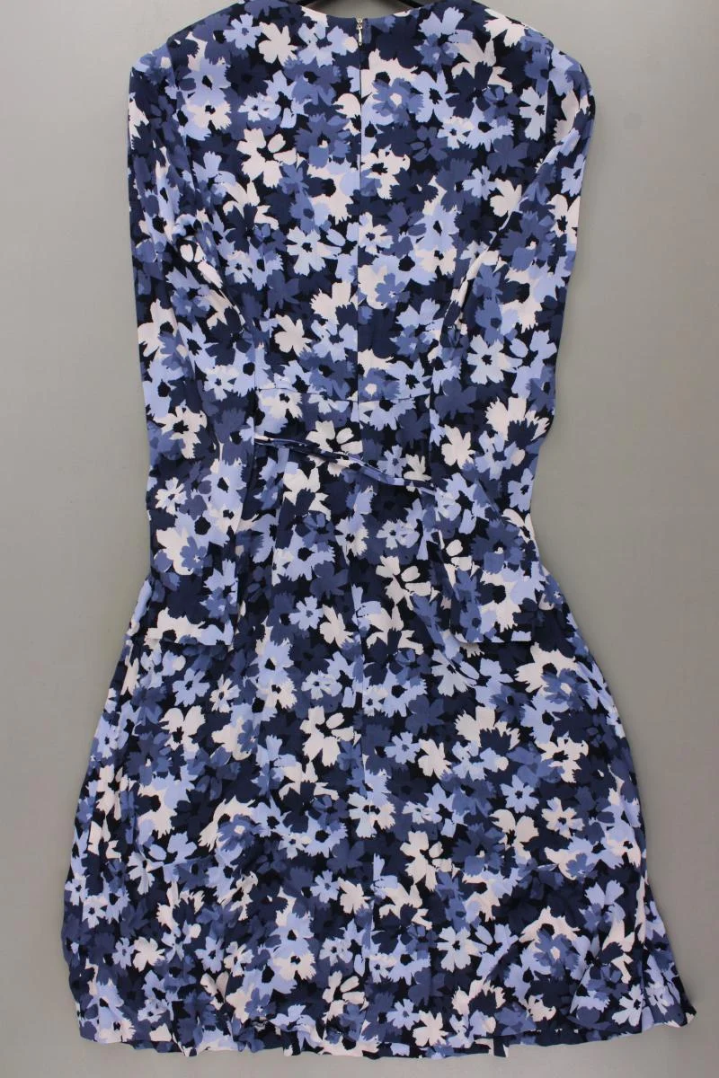 Esprit Langarmkleid Gr. 38 mit Blumenmuster mit Gürtel blau aus Viskose