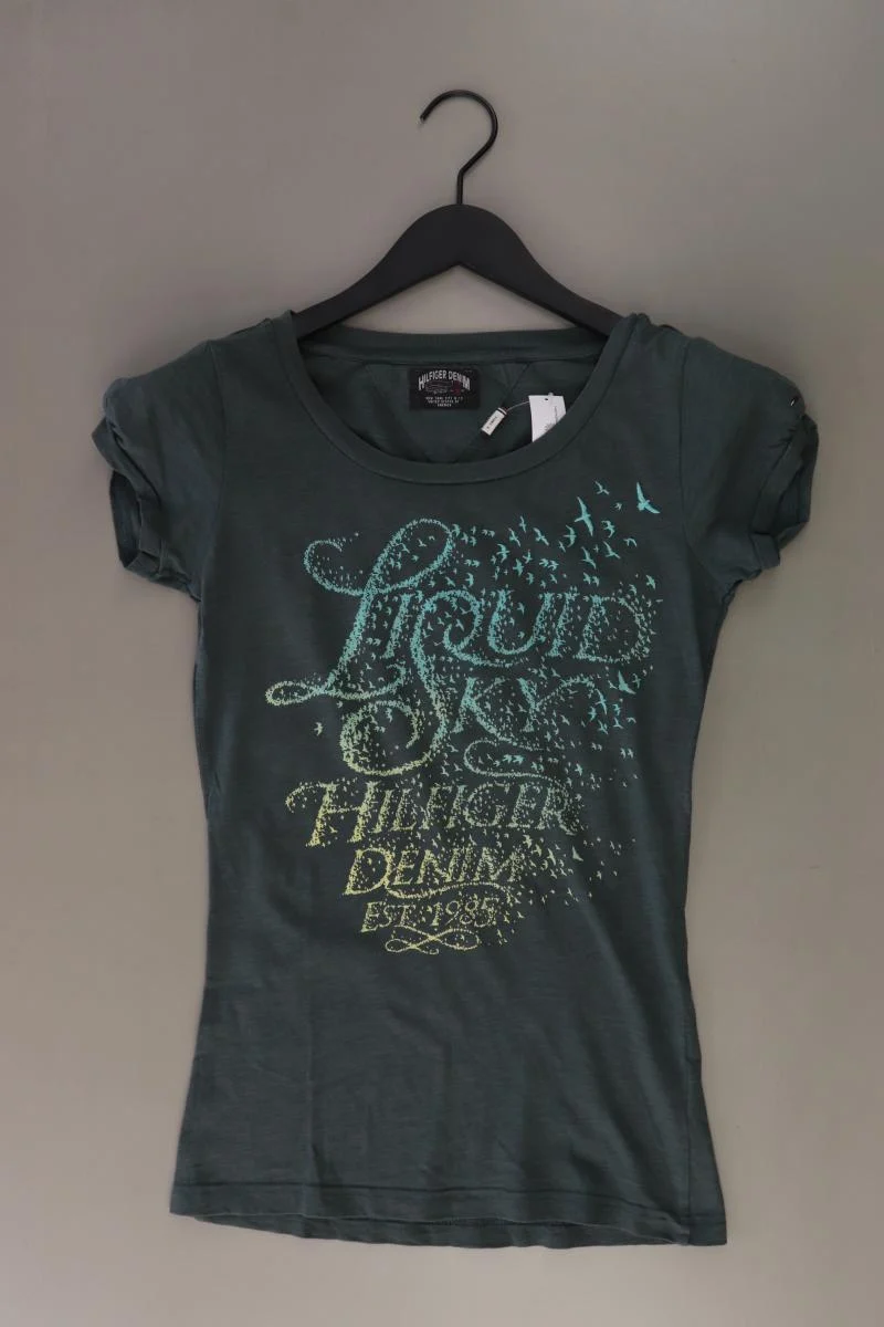 Hilfiger Denim Printshirt Gr. S Kurzarm olivgrün aus Baumwolle