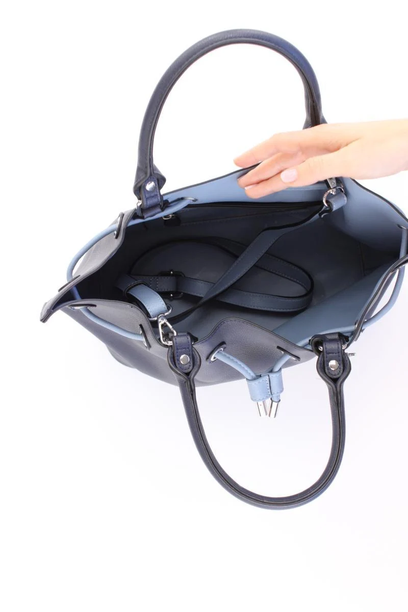 L. Credi Henkeltasche blau aus Leder