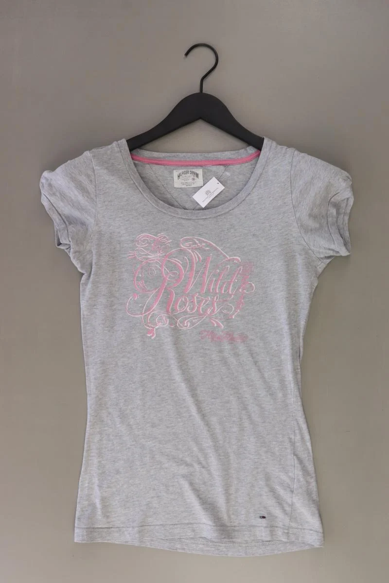 Hilfiger Denim Printshirt Gr. S Kurzarm grau aus Baumwolle