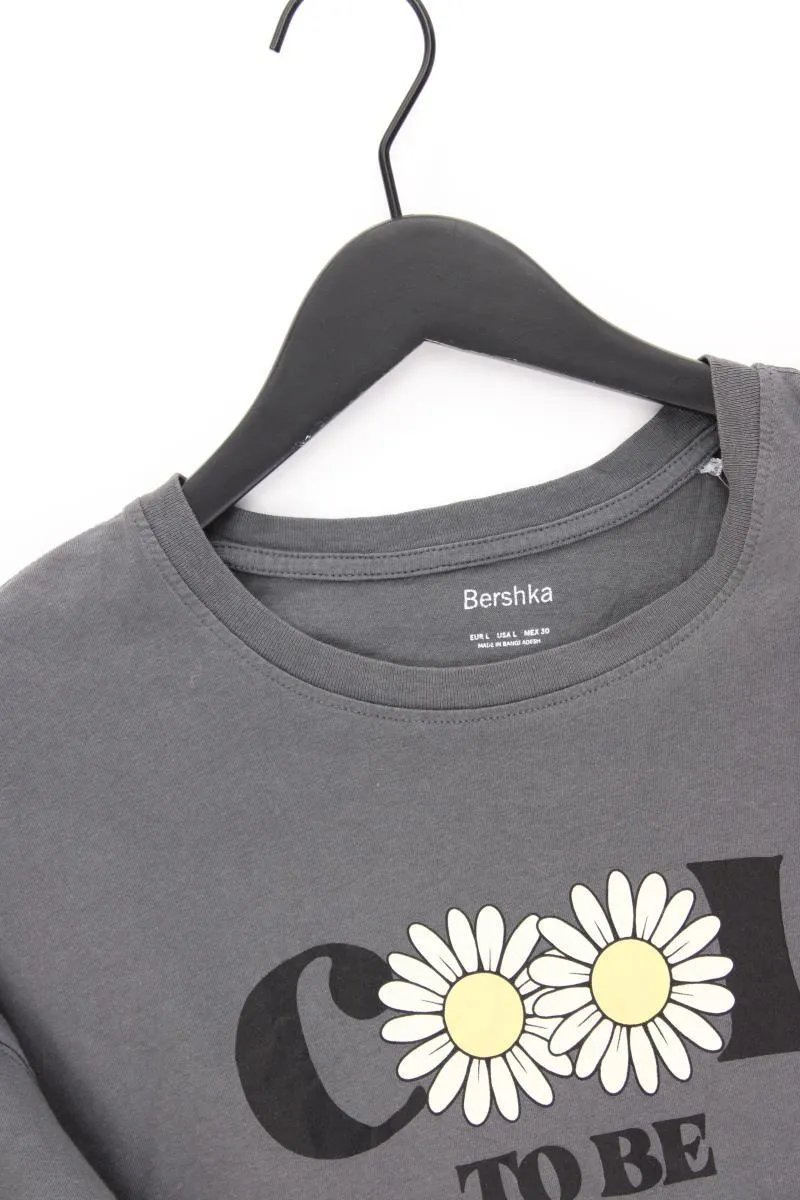 Bershka Printshirt Gr. L Kurzarm grau