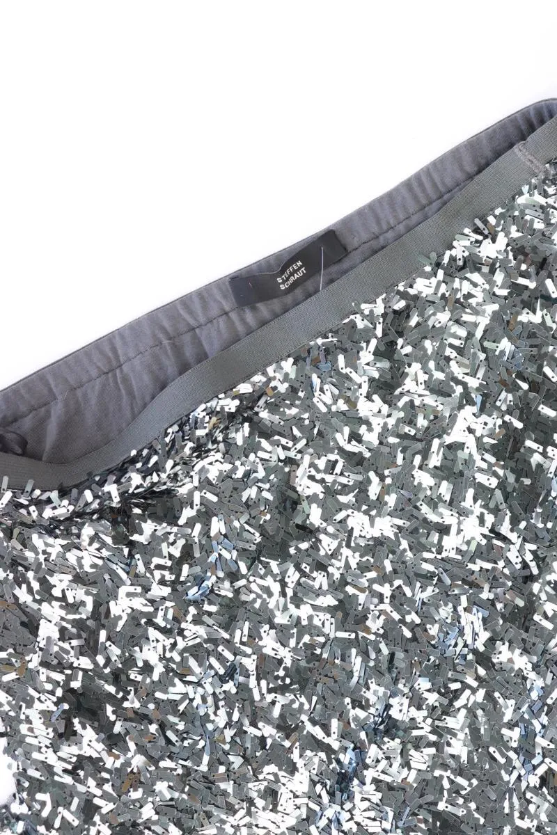 Steffen Schraut Rock Gr. 40 mit Pailletten silber aus Nylon