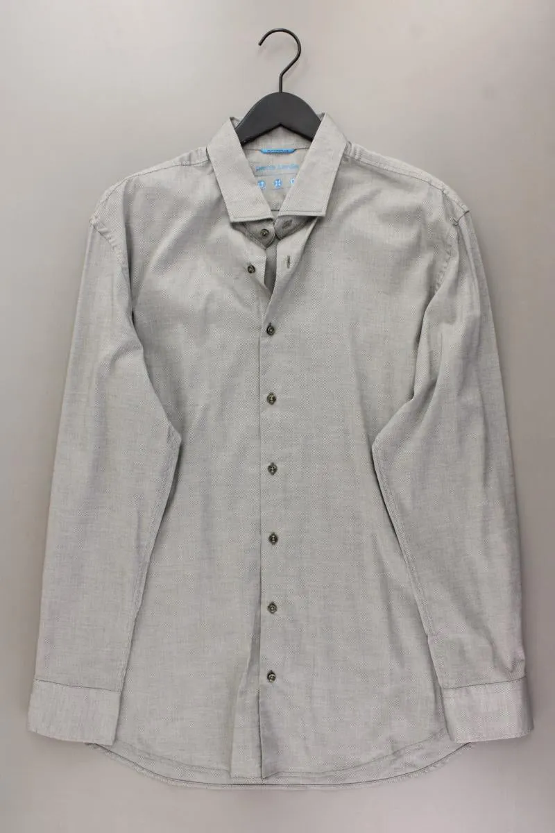 Pierre Cardin Langarmhemd für Herren Gr. XXL grau aus Baumwolle