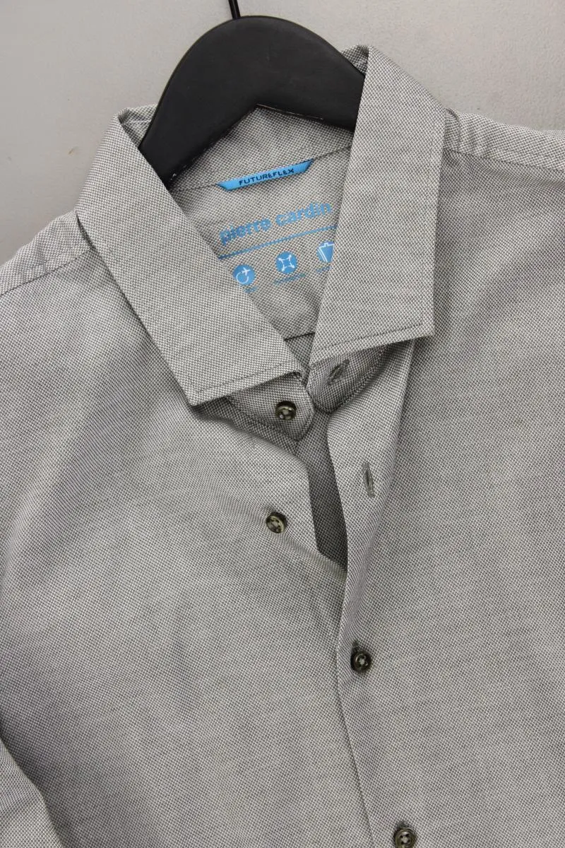Pierre Cardin Langarmhemd für Herren Gr. XXL grau aus Baumwolle