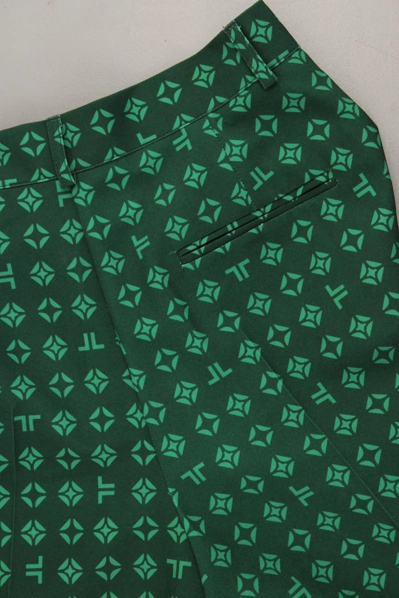 Jane Lushka Stoffhose Gr. S geometrisches Muster grün aus Polyester