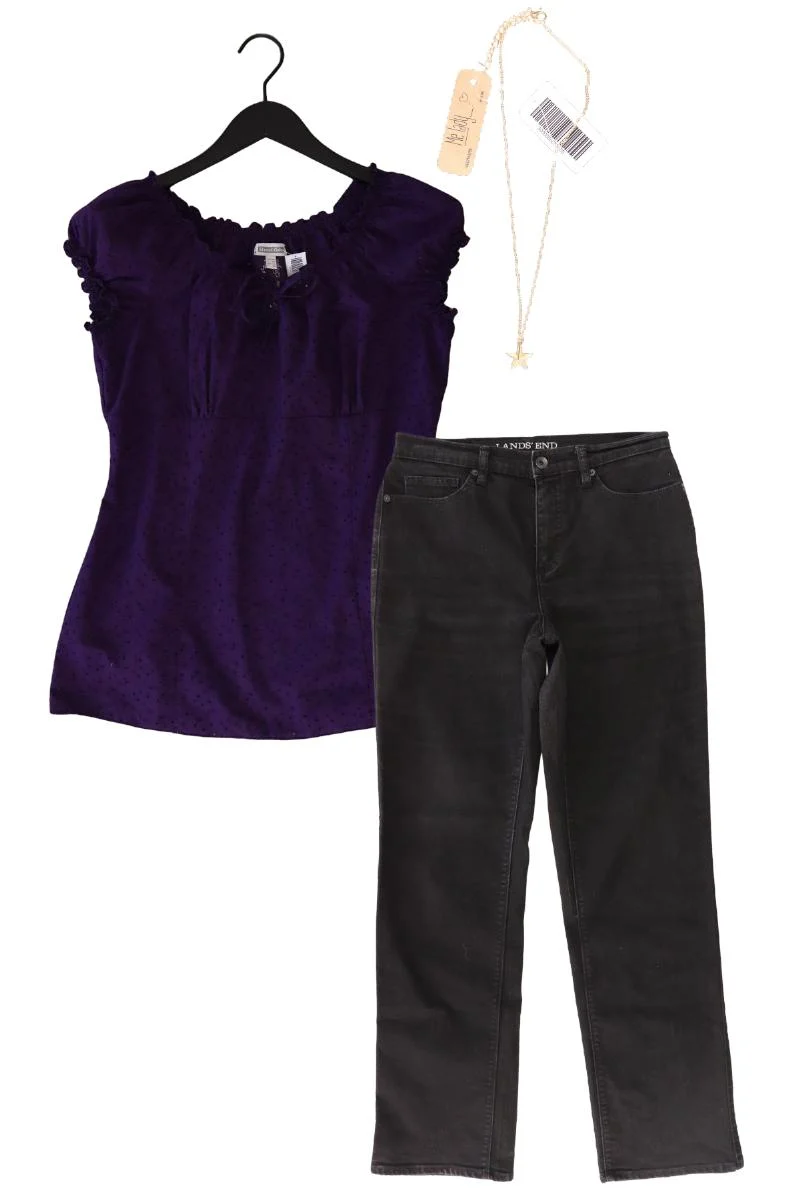 Second Hand Outfit Größe M mit Street One Schluppenbluse in Gr. 38 und Halskette
