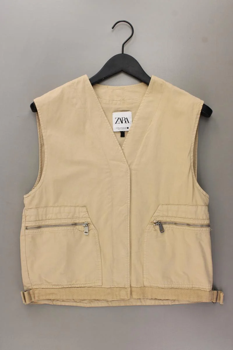 Zara Regular Weste Gr. XS creme aus Baumwolle
