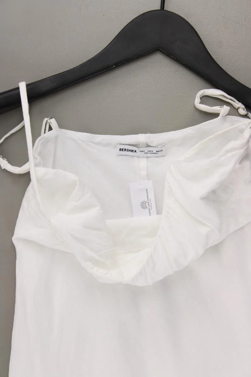 Bershka Trägerkleid Gr. XS weiß aus Baumwolle