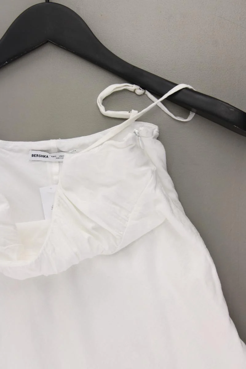 Bershka Trägerkleid Gr. XS weiß aus Baumwolle