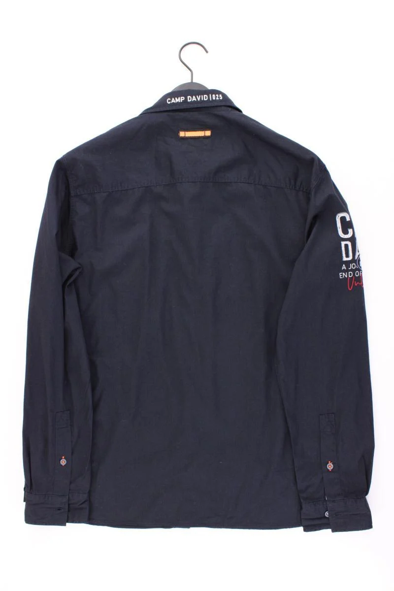 Camp David Langarmhemd für Herren Gr. XL blau aus Baumwolle